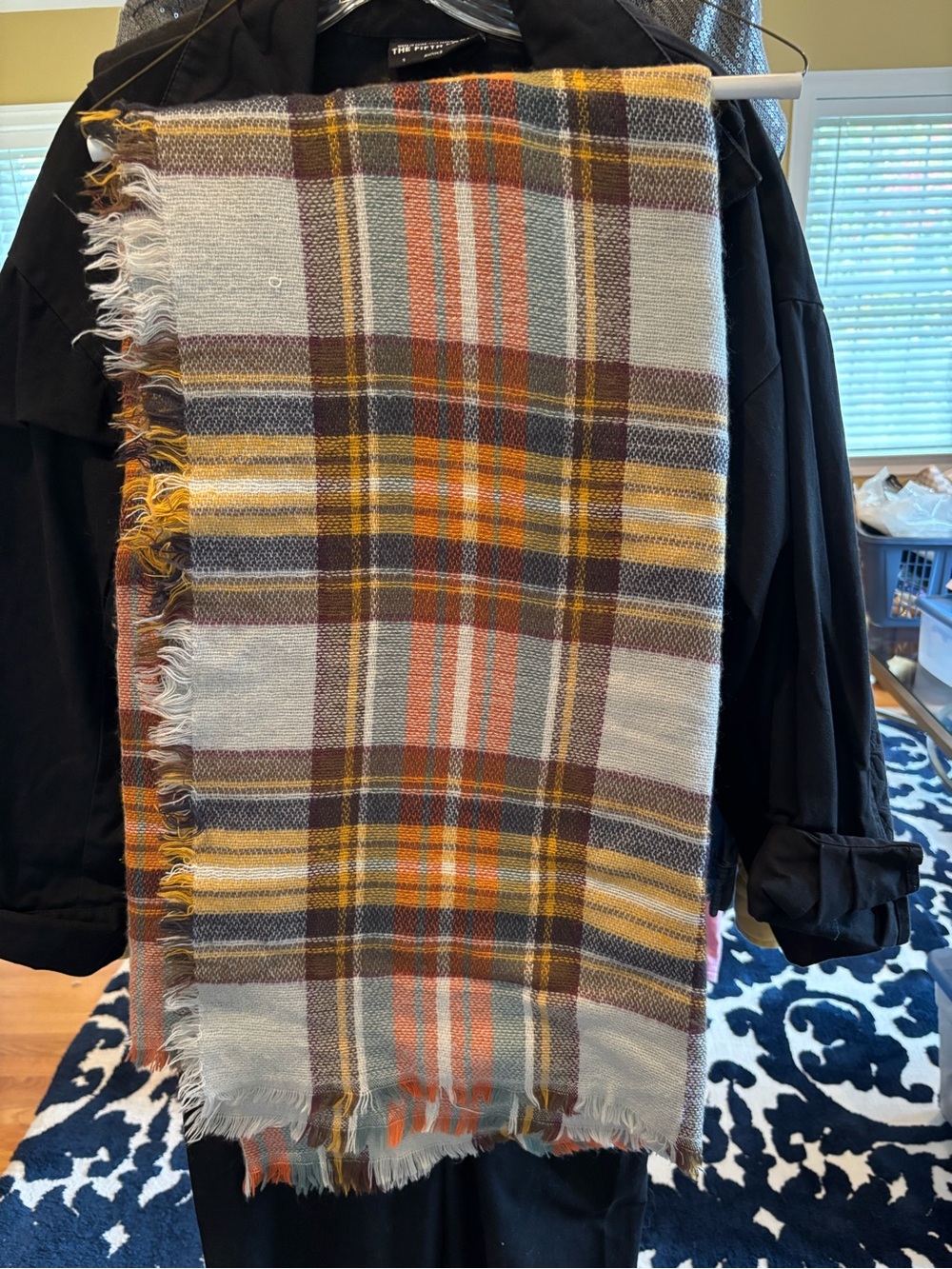 Plaid Blanket Scarf - Unbranded